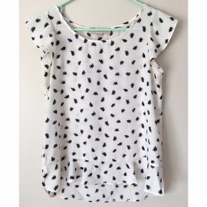 Loft Black and White Cap Sleeve Top